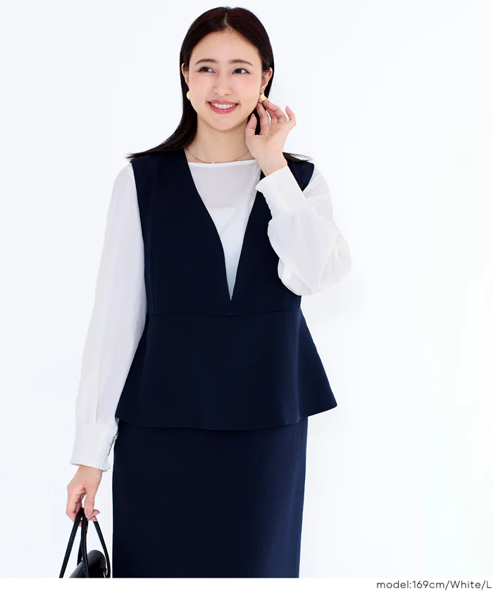バックジップノーカラーブラウス レディース メール便不可 - Image 7