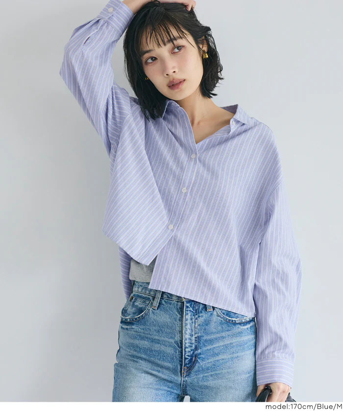 クロップドオックスシャツ レディース メール便不可 - Image 7