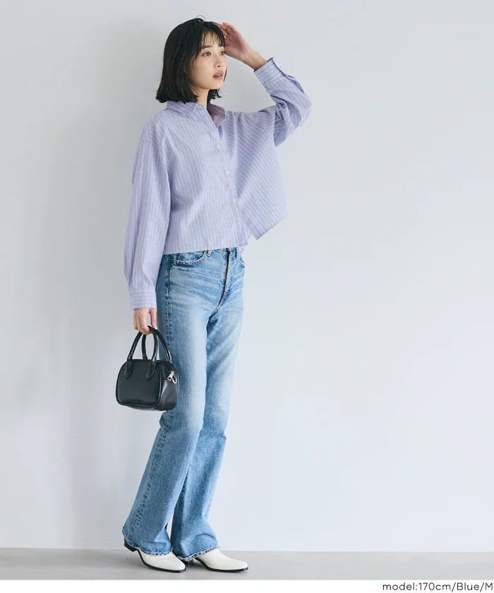 クロップドオックスシャツ レディース メール便不可 - Image 8