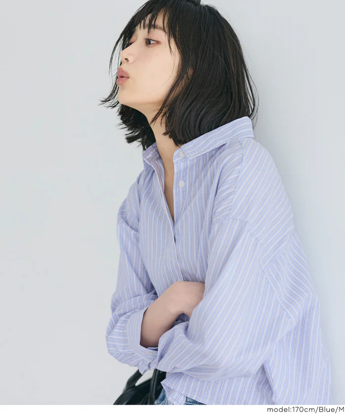 クロップドオックスシャツ レディース メール便不可 - Image 9