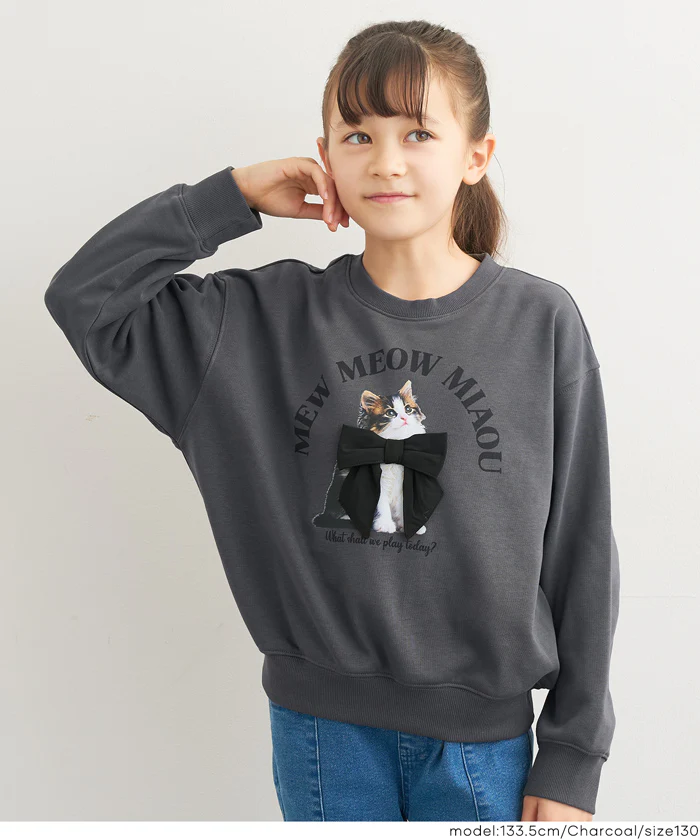 ネコリボンスウェットトップス キッズ メール便不可 - Image 10