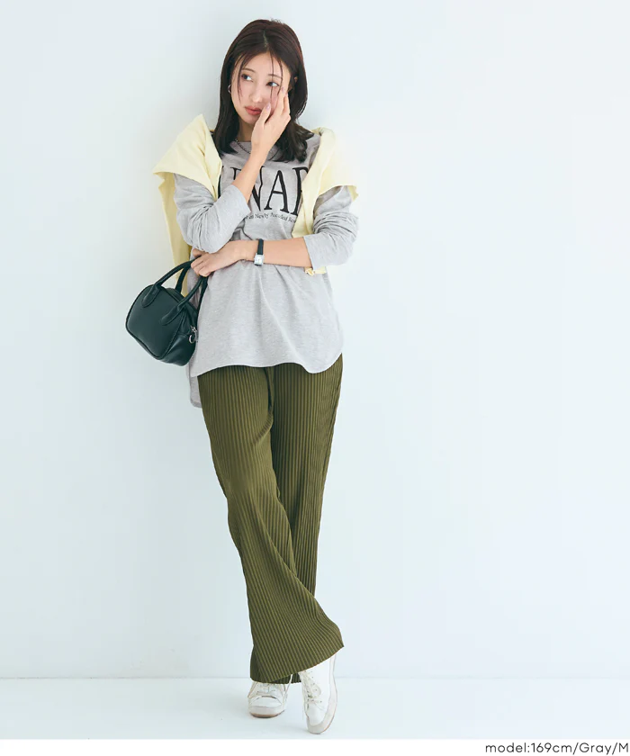 セール★1290円→990円 ボートネックロゴロングTシャツ レディース メール便不可 - Image 11