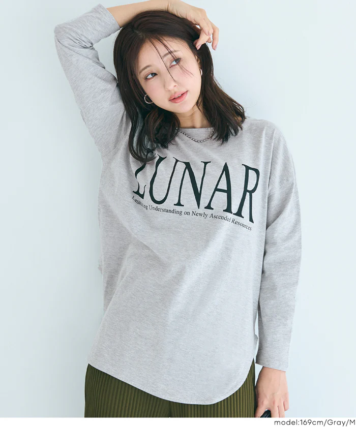 セール★1290円→990円 ボートネックロゴロングTシャツ レディース メール便不可 - Image 12