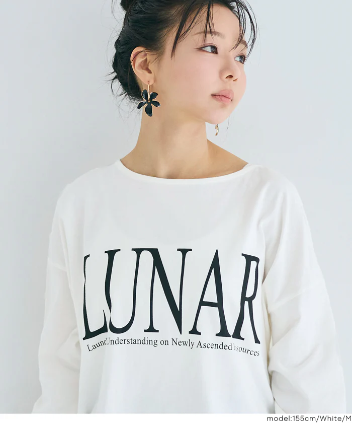 セール★1290円→990円 ボートネックロゴロングTシャツ レディース メール便不可 - Image 4