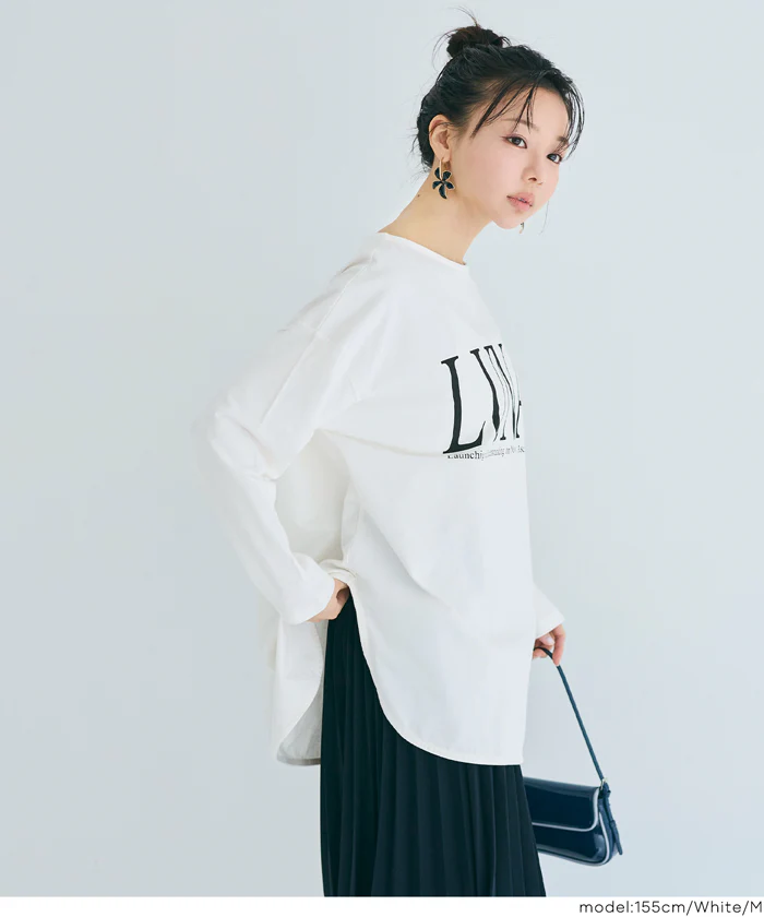 セール★1290円→990円 ボートネックロゴロングTシャツ レディース メール便不可 - Image 6