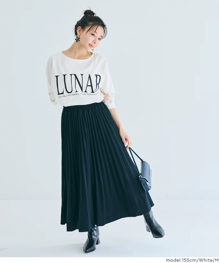 セール★1290円→990円 ボートネックロゴロングTシャツ レディース メール便不可 - Image 7