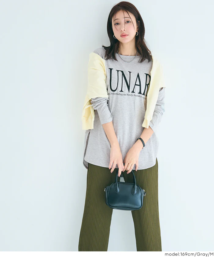 セール★1290円→990円 ボートネックロゴロングTシャツ レディース メール便不可 - Image 8