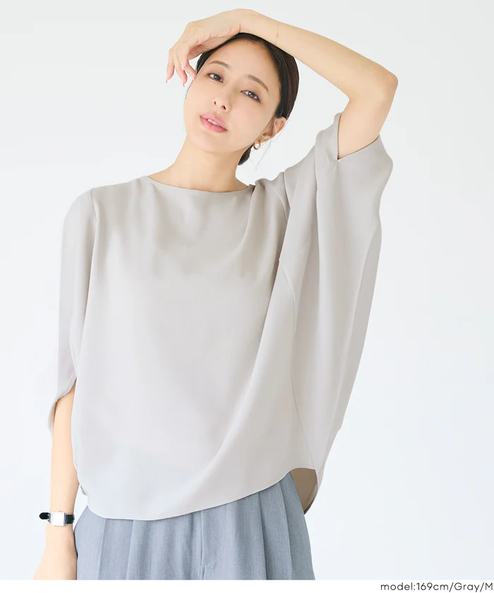 とろみツイルスクエアジップブラウス レディース メール便不可 - Image 3