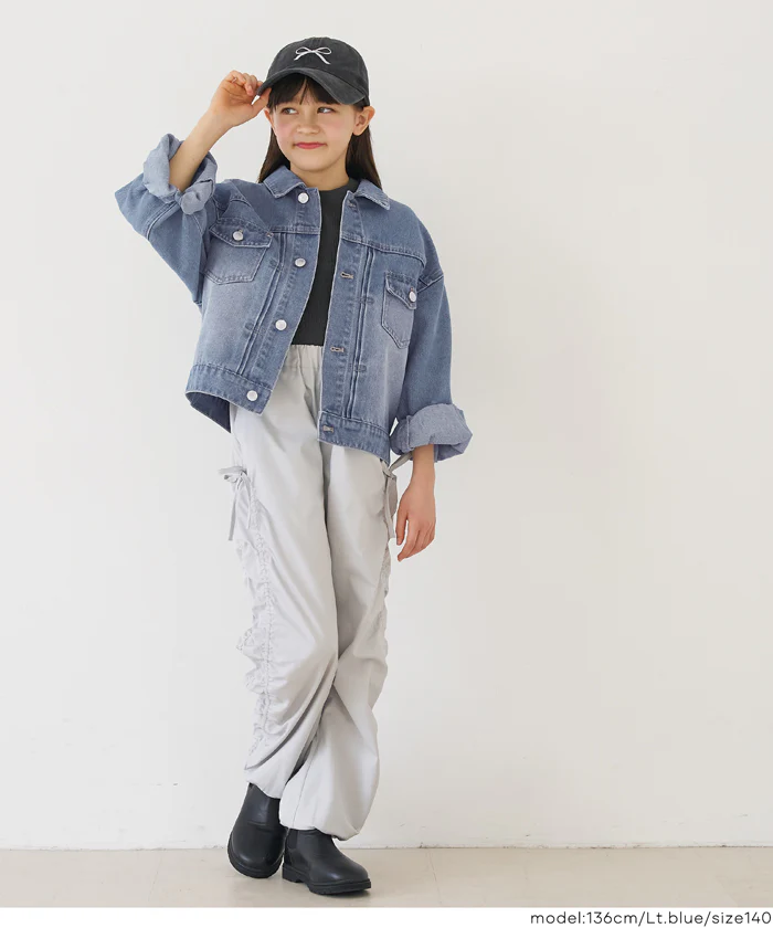 親子お揃いビッグシルエットデニムジャケット キッズ メール便不可 - Image 5