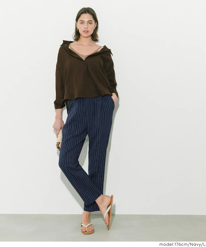 ストライプテーパードパンツ レディース メール便不可 - Image 8