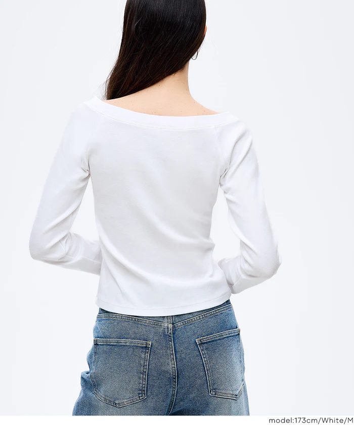 ラグランオフショルダーロングTシャツ レディース メール便不可 - Image 6