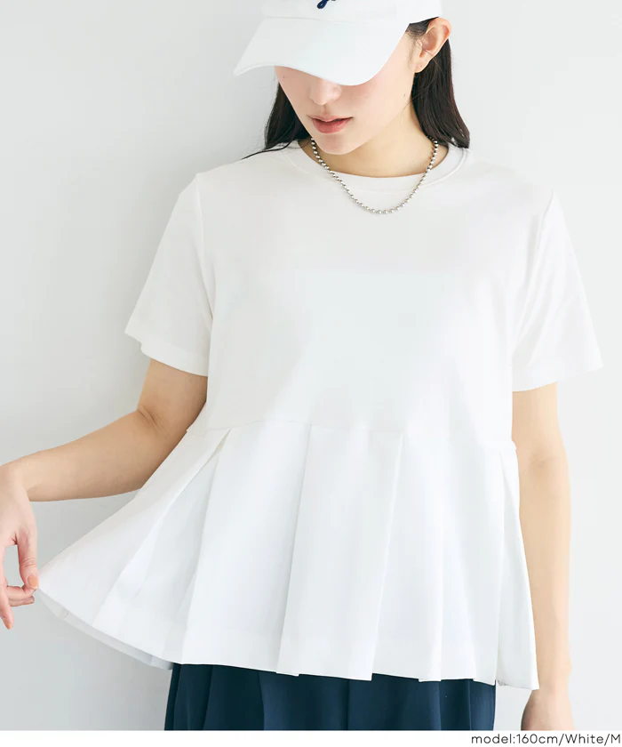 タック異素材切替Tシャツ レディース メール便不可 - Image 4