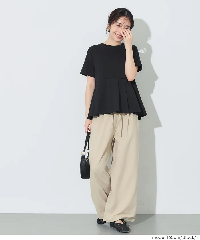 タック異素材切替Tシャツ レディース メール便不可 - Image 8