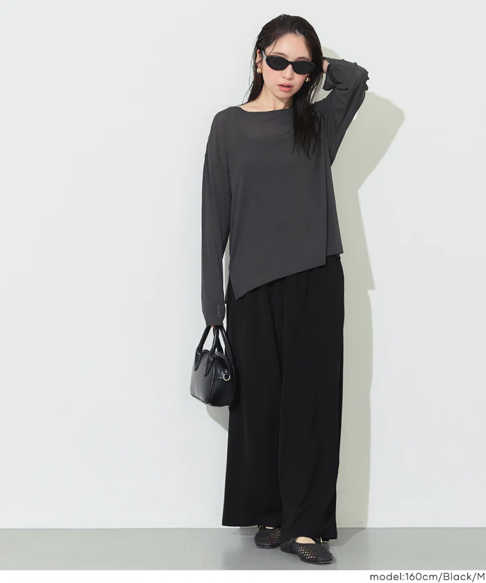 ハイウエストストレッチイージーワイドパンツ レディース メール便不可 - Image 11