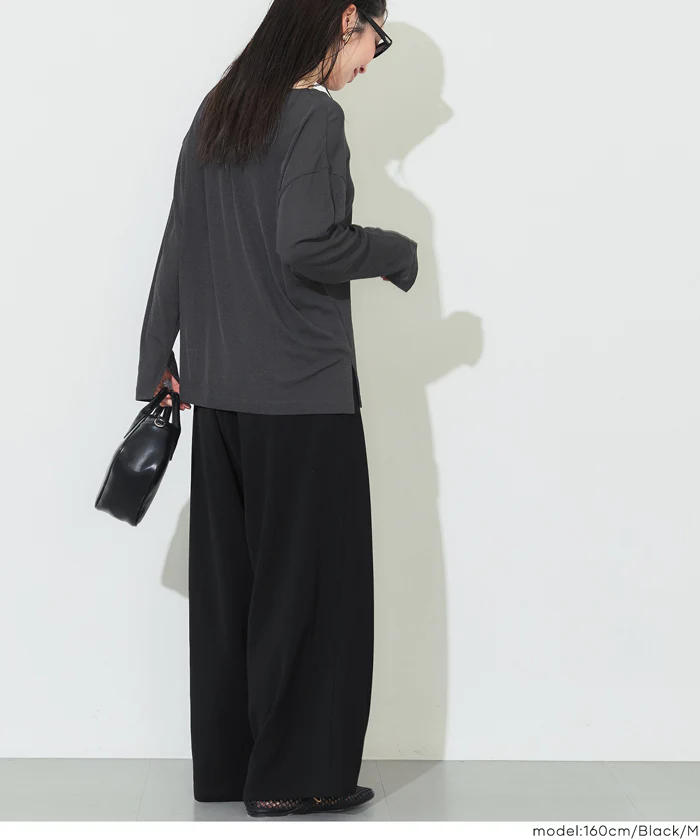 ハイウエストストレッチイージーワイドパンツ レディース メール便不可 - Image 12