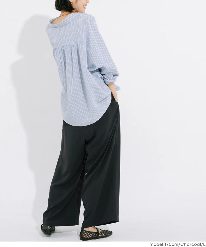 ハイウエストストレッチイージーワイドパンツ レディース メール便不可 - Image 4