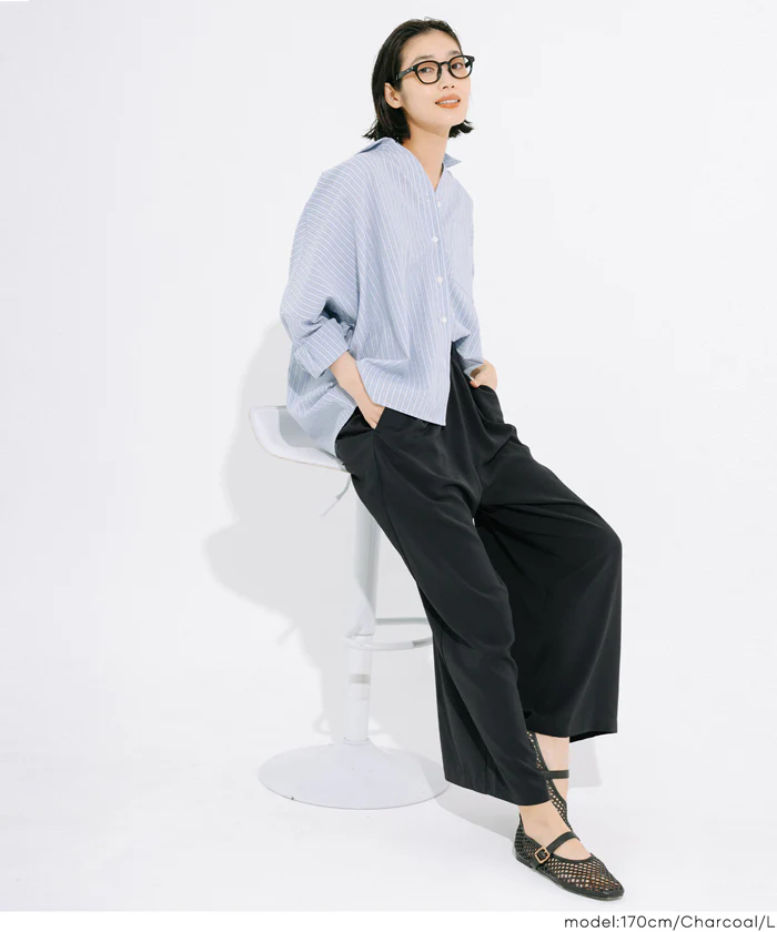 ハイウエストストレッチイージーワイドパンツ レディース メール便不可 - Image 5