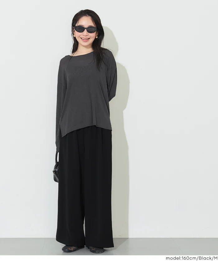 ハイウエストストレッチイージーワイドパンツ レディース メール便不可 - Image 8