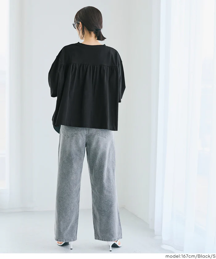 ５分袖バックギャザーTシャツ レディース メール便不可 - Image 13