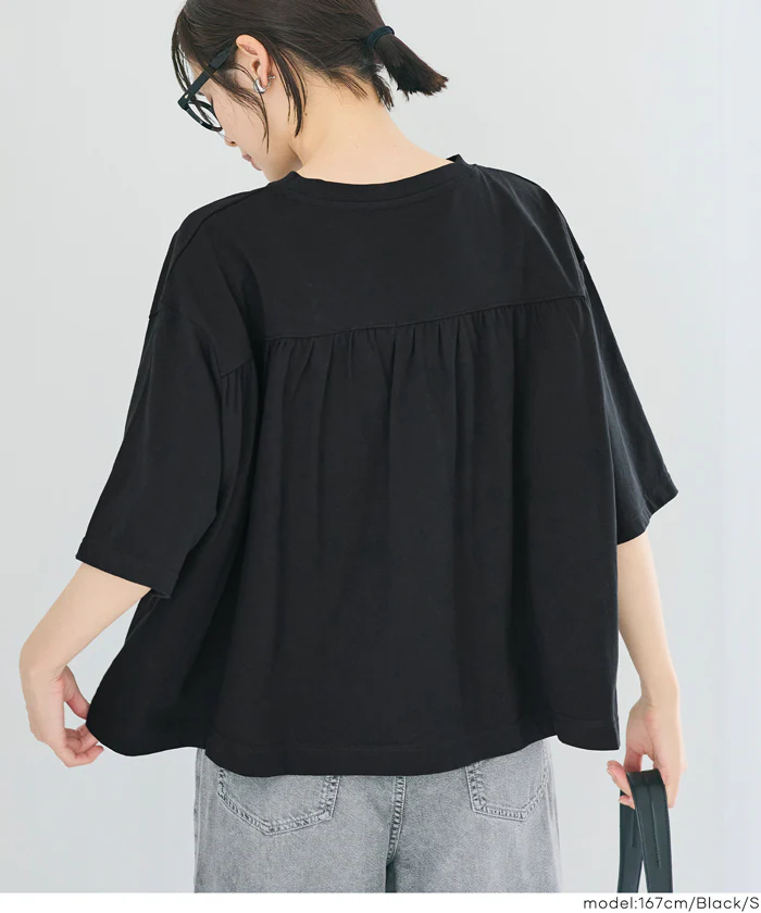 ５分袖バックギャザーTシャツ レディース メール便不可 - Image 9