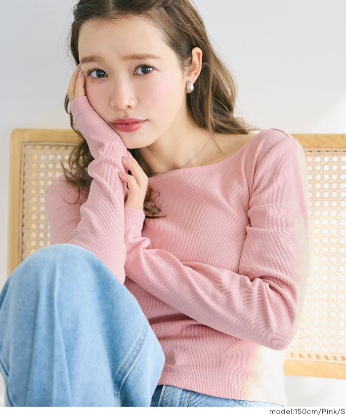 ボートネックリブTシャツ レディース メール便不可 - Image 12