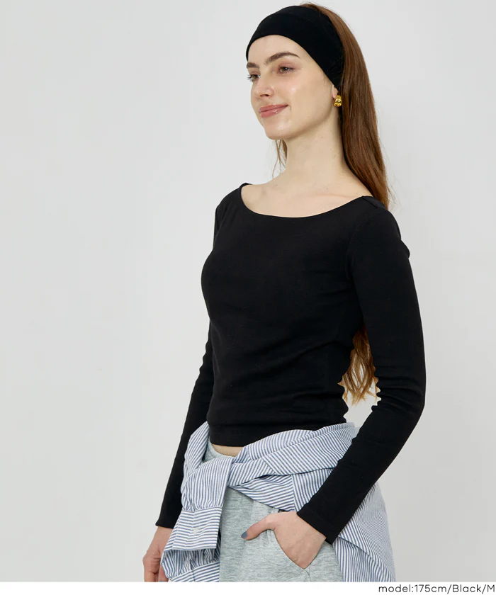 ボートネックリブTシャツ レディース メール便不可 - Image 3