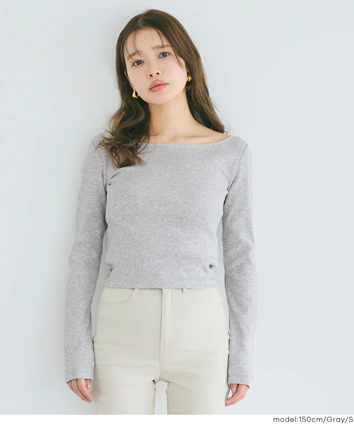 ボートネックリブTシャツ レディース メール便不可 - Image 6