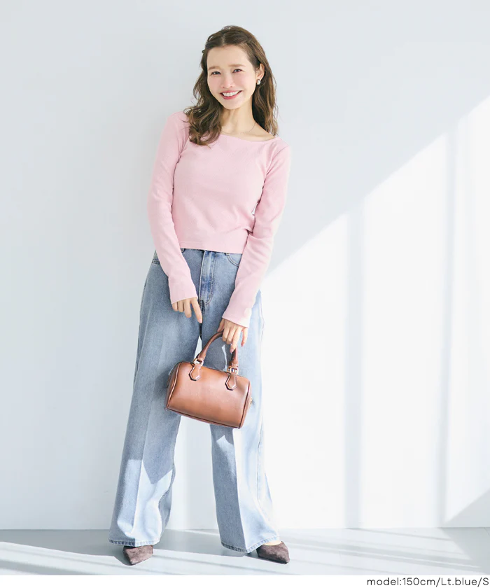 センタープレスストレートデニムパンツ レディース メール便不可 - Image 10