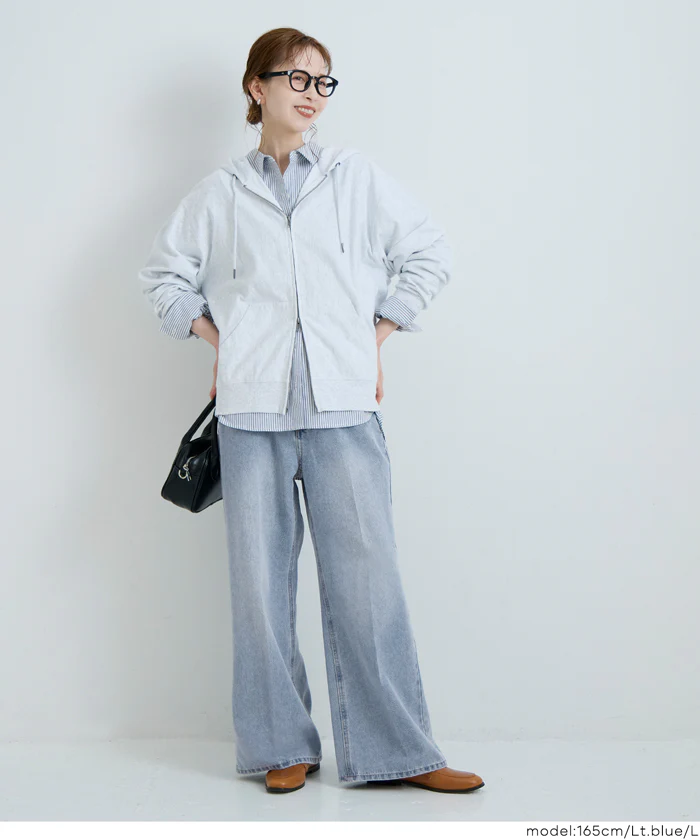 センタープレスストレートデニムパンツ レディース メール便不可 - Image 2