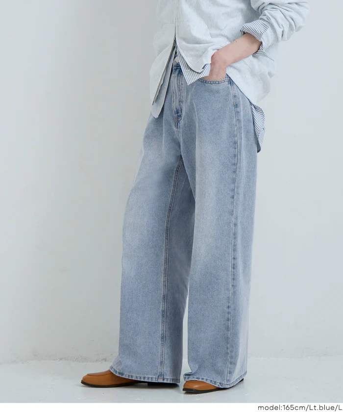 センタープレスストレートデニムパンツ レディース メール便不可 - Image 3