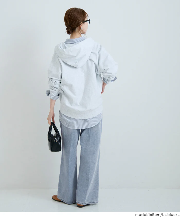 センタープレスストレートデニムパンツ レディース メール便不可 - Image 4