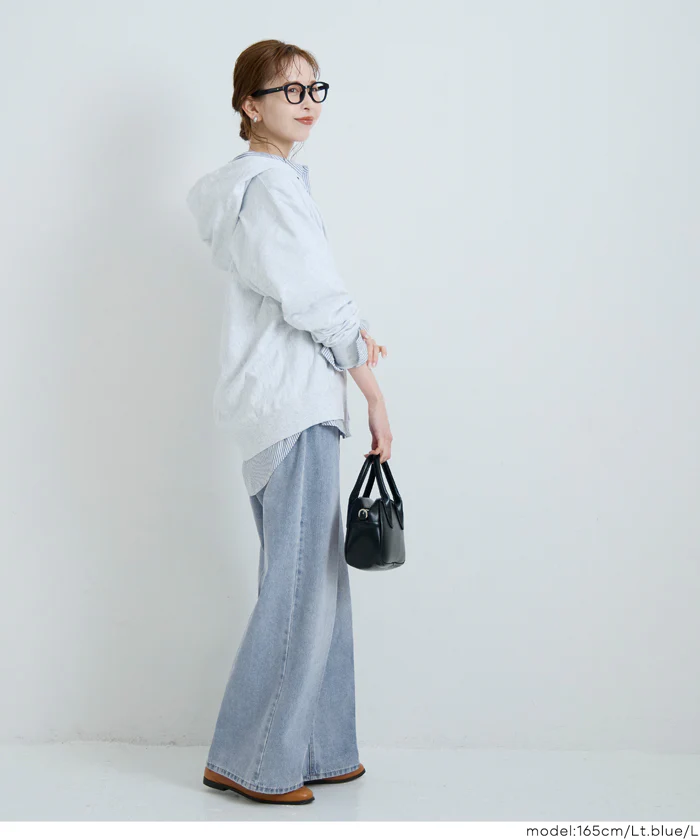 センタープレスストレートデニムパンツ レディース メール便不可 - Image 6