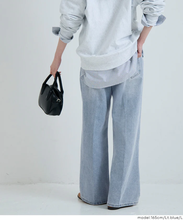 センタープレスストレートデニムパンツ レディース メール便不可 - Image 7