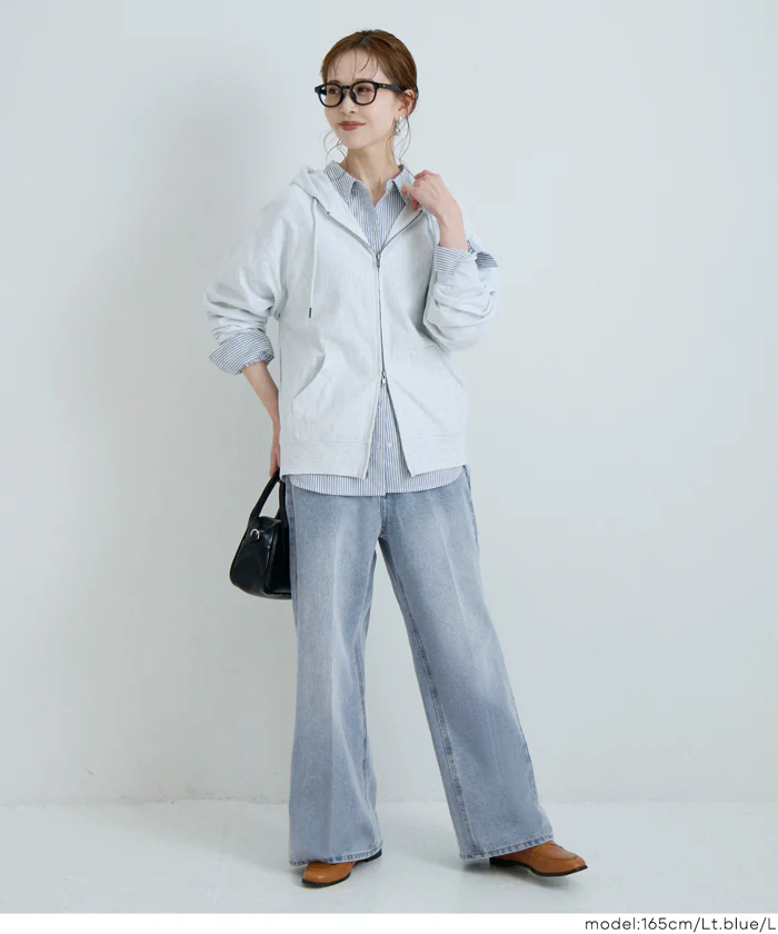 センタープレスストレートデニムパンツ レディース メール便不可 - Image 8