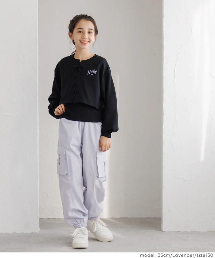 【DAILY WARM】 裏微起毛ハートカーゴパンツ キッズ メール便不可 - Image 2