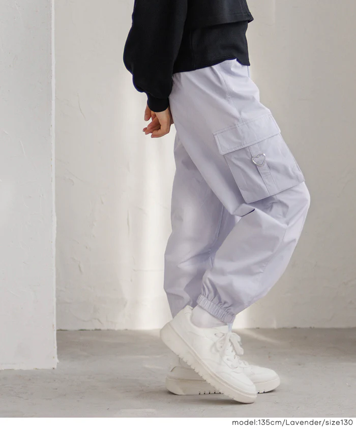 【DAILY WARM】 裏微起毛ハートカーゴパンツ キッズ メール便不可 - Image 3