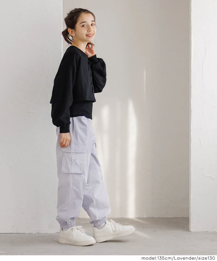 【DAILY WARM】 裏微起毛ハートカーゴパンツ キッズ メール便不可 - Image 6