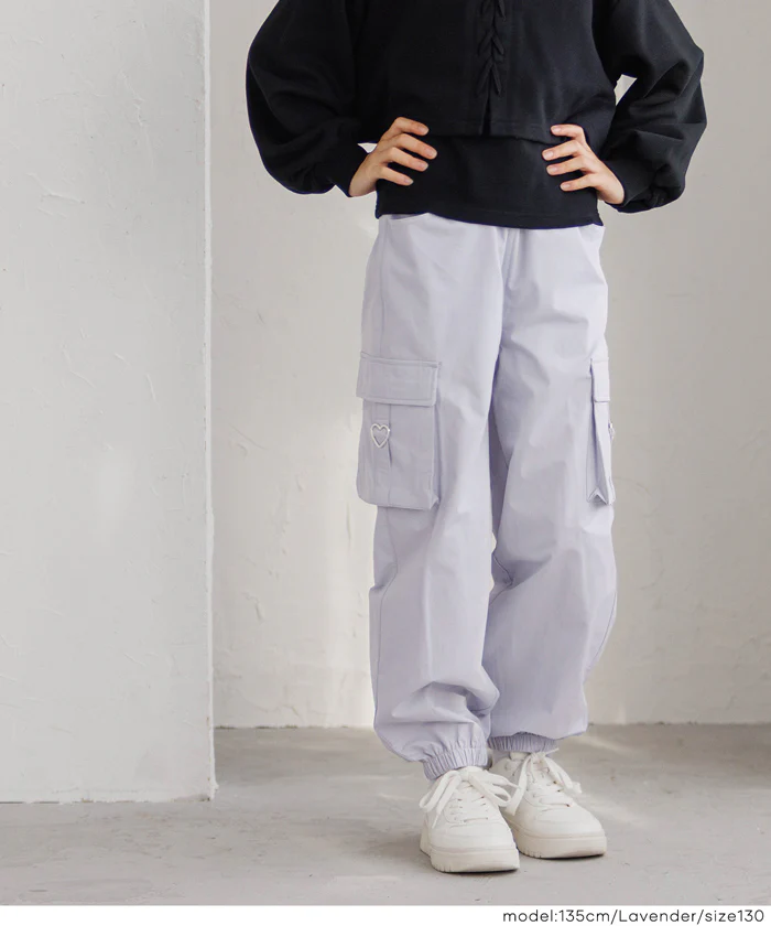 【DAILY WARM】 裏微起毛ハートカーゴパンツ キッズ メール便不可 - Image 7