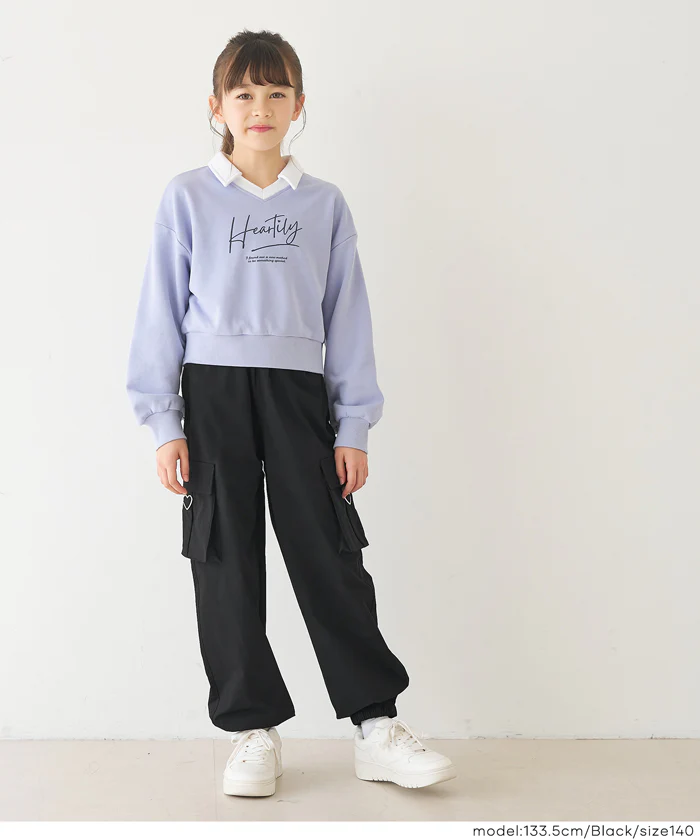 【DAILY WARM】 裏微起毛ハートカーゴパンツ キッズ メール便不可 - Image 8