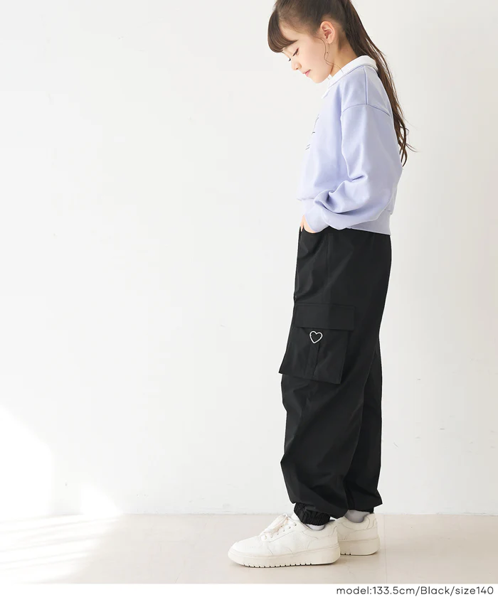 【DAILY WARM】 裏微起毛ハートカーゴパンツ キッズ メール便不可 - Image 9