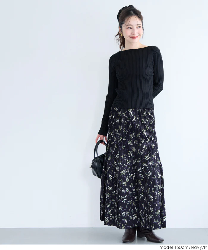 花柄プリーツロングスカート レディース メール便不可 - Image 5