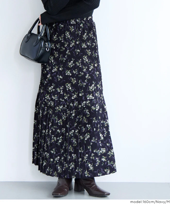 花柄プリーツロングスカート レディース メール便不可 - Image 6