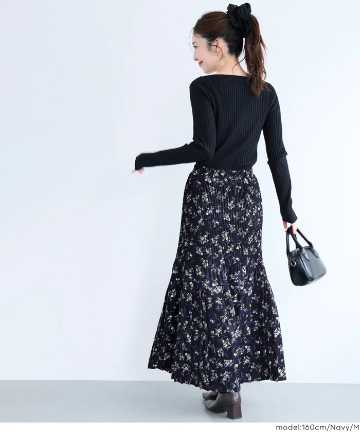 花柄プリーツロングスカート レディース メール便不可 - Image 7