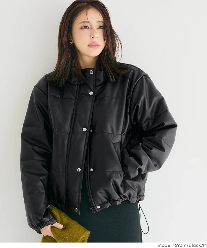 セール★5990円→3990円 フェイクレザー中綿ジャケット レディース 送料無料/メール便不可 - Image 9