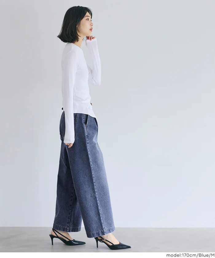 セール★3990円→3490円 タックデニムパンツ レディース メール便不可 - Image 6