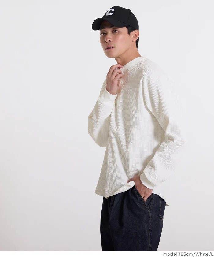 セール★2690円→1990円 EAZY TEX ワッフルラウンドヘンリーネックロンT メンズ メール便不可 - Image 10