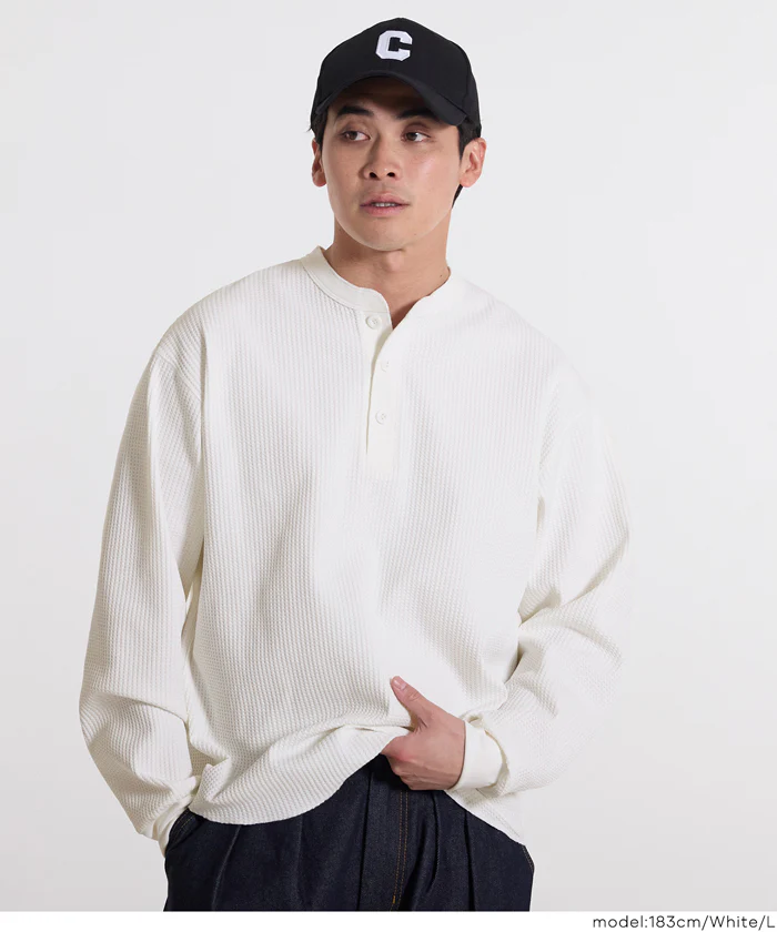 セール★2690円→1990円 EAZY TEX ワッフルラウンドヘンリーネックロンT メンズ メール便不可 - Image 11