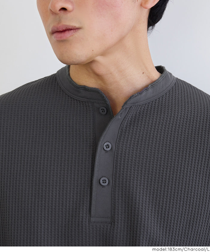 EAZY TEX ワッフルヘンリーネック半袖Tシャツ メンズ メール便不可 - Image 10