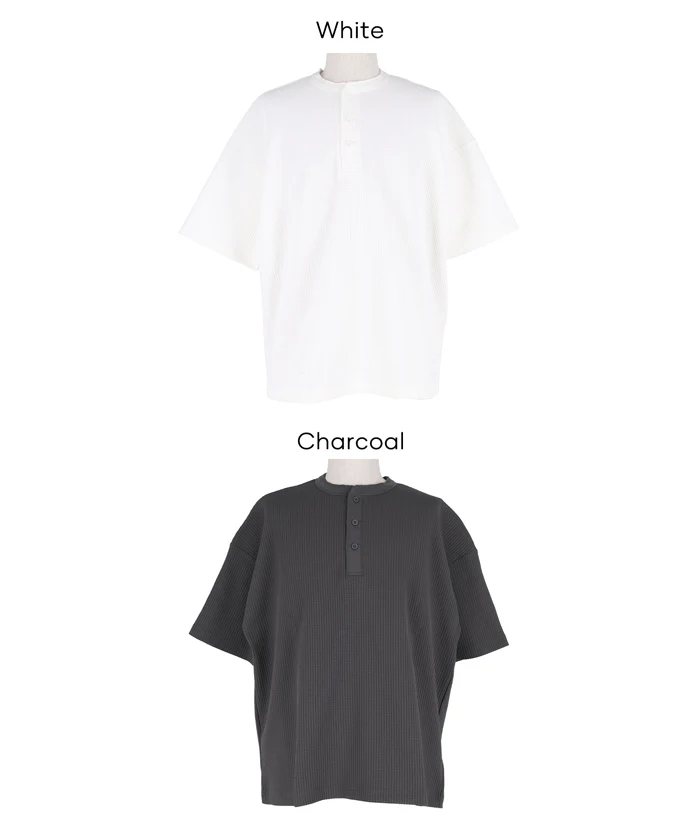 EAZY TEX ワッフルヘンリーネック半袖Tシャツ メンズ メール便不可 - Image 15