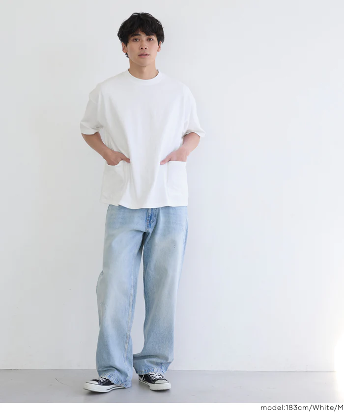 ヘビーウェイト裾ダブルポケットTシャツ メンズ レディース メール便不可 - Image 9